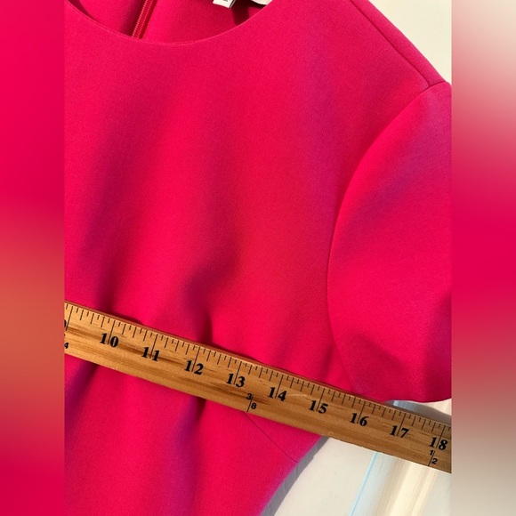 LIKELY 4 Beckett Fuchsia Ruffle Hem Short Slev Crew Neck Barbie Pink Party Dress - Picture 7 of 12